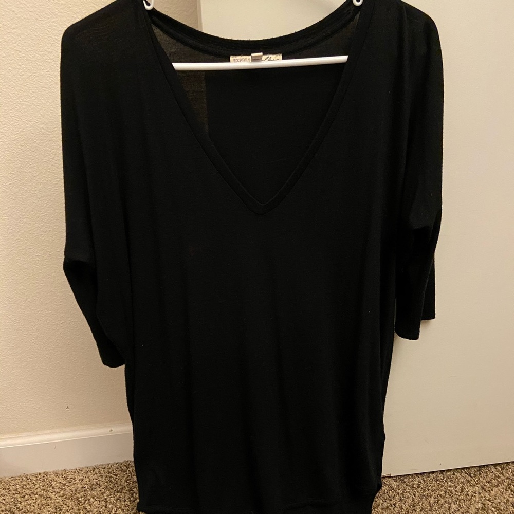 Black Express high-low quarter sleeve shirt